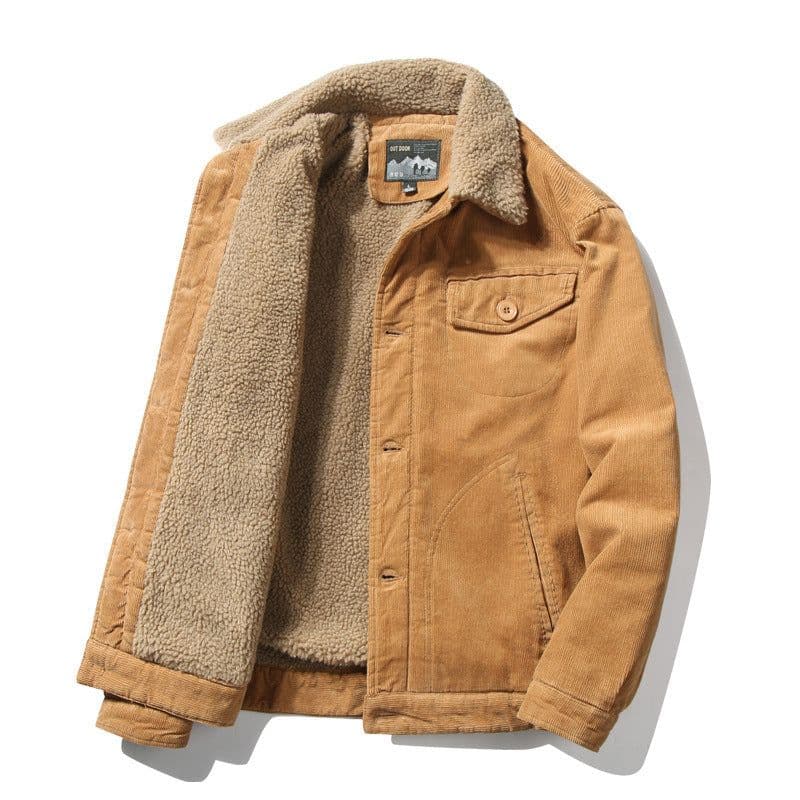 image-DXDM Men's Corduroy Padded Cotton Jacket Solid Color Casual Coat
