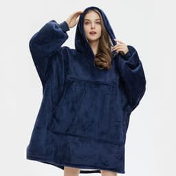 image-Hooded Fleece Blanket Pajama Pullover with Hood