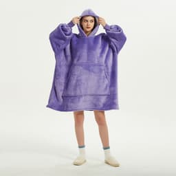 image-Hooded Fleece Blanket Pajama Pullover with Hood