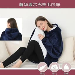 image-Hooded Fleece Blanket Pajama Pullover with Hood