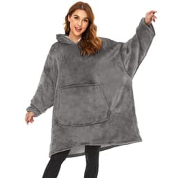 image-Hooded Fleece Blanket Pajama Pullover with Hood
