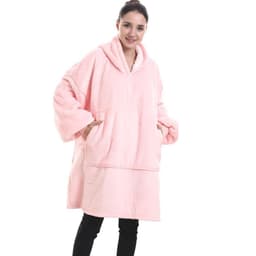 image-Hooded Fleece Blanket Pajama Pullover with Hood