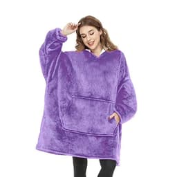 image-Hooded Fleece Blanket Pajama Pullover with Hood