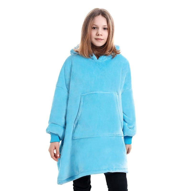 image-Hooded Fleece Blanket Pajama Pullover with Hood