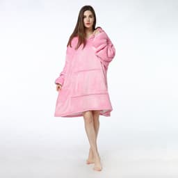 image-Hooded Fleece Blanket Pajama Pullover with Hood