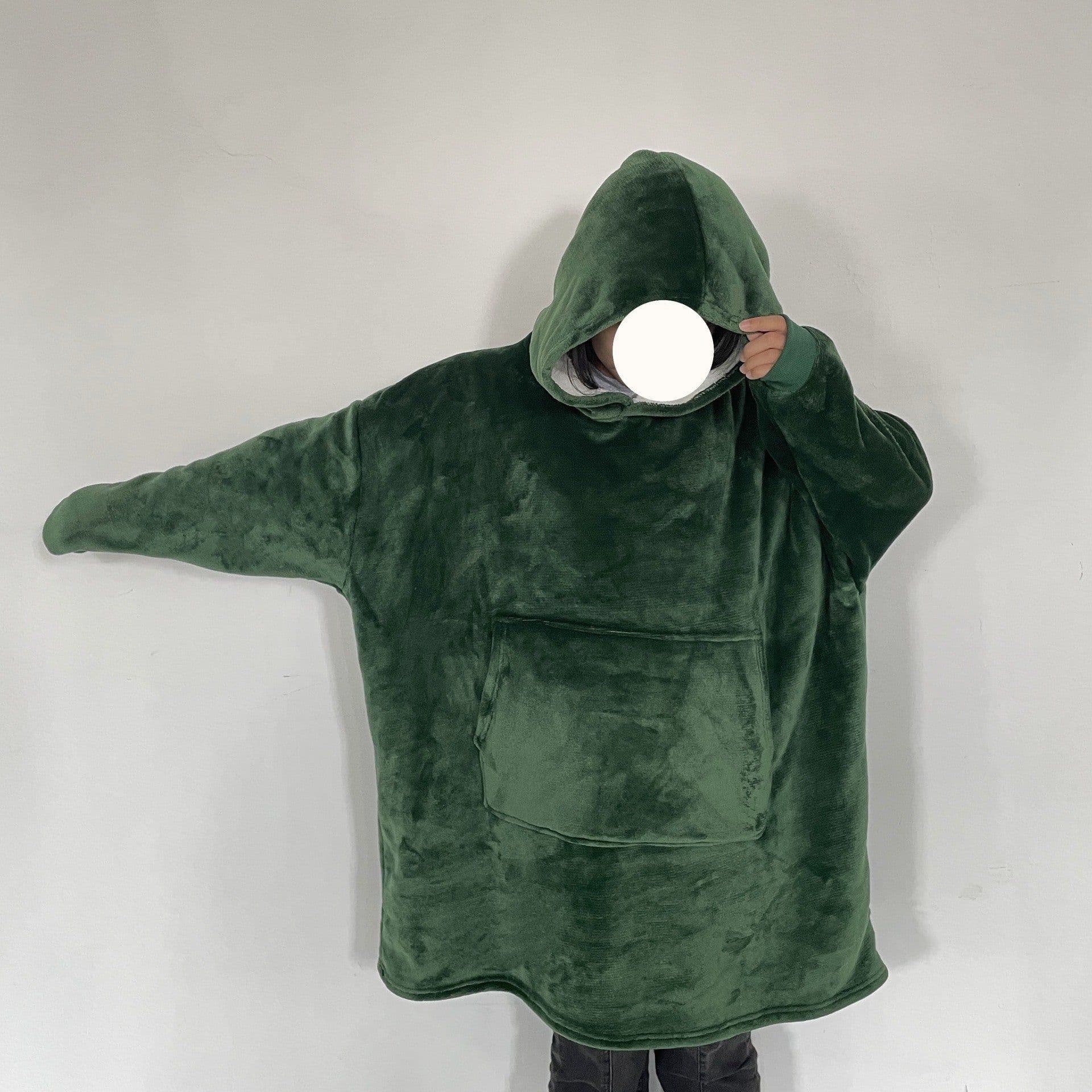 image-Hooded Fleece Blanket Pajama Pullover with Hood