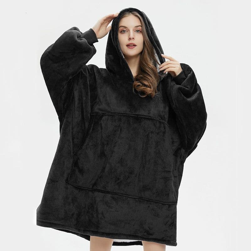 image-Hooded Fleece Blanket Pajama Pullover with Hood