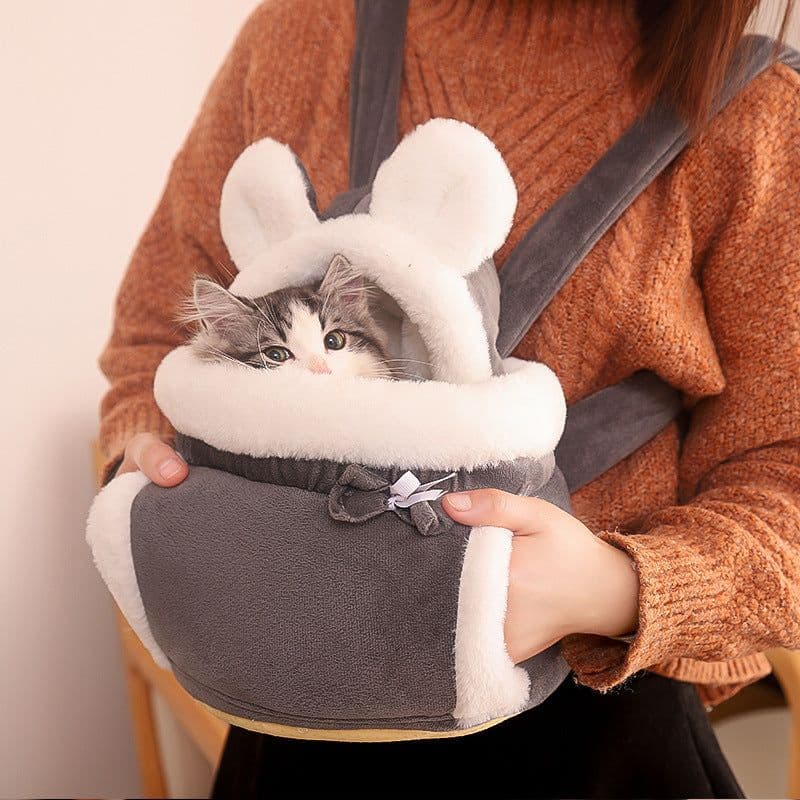 image-Bruce Cat Backpack Carrier Velvet Soft Pet Box L Size