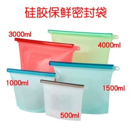 image-Silicone Food Storage Bags 500ml 1000ml 1500ml Ziplock Freezer Bags