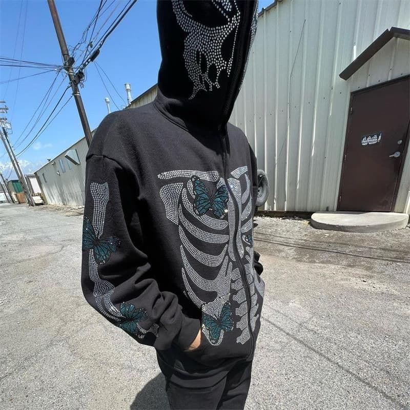 image-Women's Rhinestone Hooded Cardigan Sweater