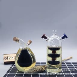 image-Dual-Use Glass Oil & Vinegar Bottle with Cork Seal