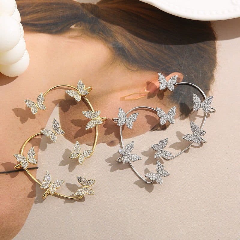 image-European and American Butterfly Ear Cuff Clip Earrings Rose Gold
