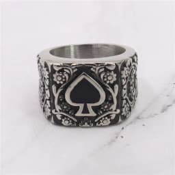image-Amazon hot European and American streets popular titanium steel men's ring Personalized retro spade drip glue carved ring for men and women