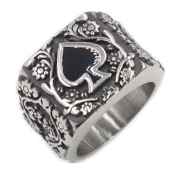 image-Amazon hot European and American streets popular titanium steel men's ring Personalized retro spade drip glue carved ring for men and women