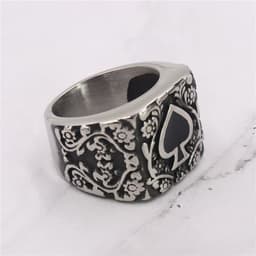 image-Amazon hot European and American streets popular titanium steel men's ring Personalized retro spade drip glue carved ring for men and women