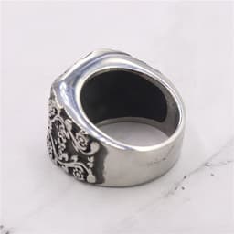 image-Amazon hot European and American streets popular titanium steel men's ring Personalized retro spade drip glue carved ring for men and women
