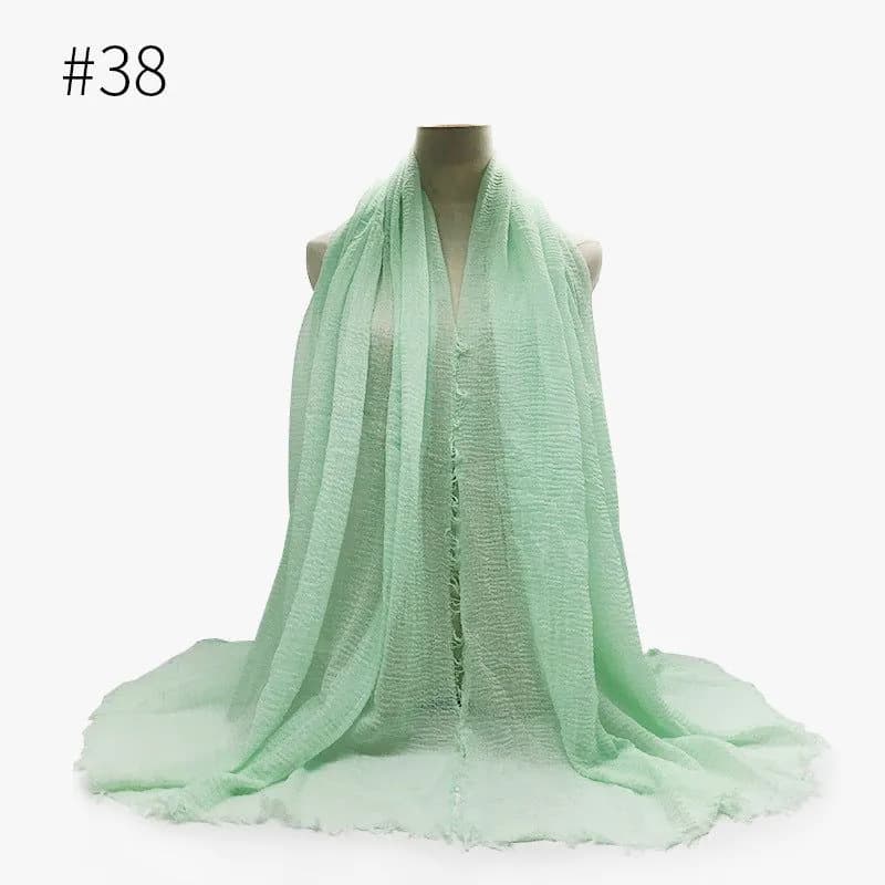 image-Cotton Linen Scarf Shawl 95x180cm Crinkle Weave WJ01