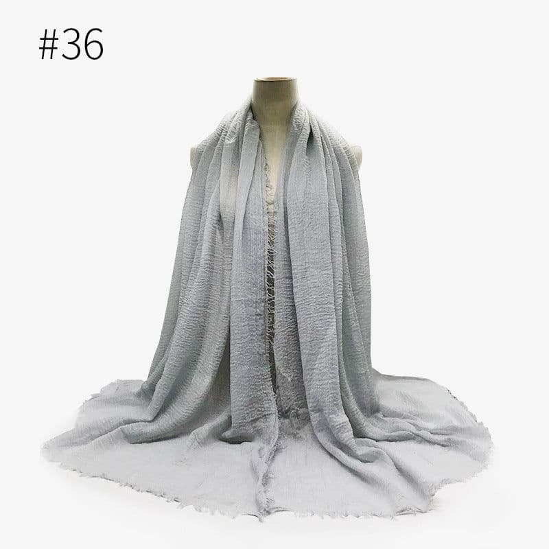 image-Cotton Linen Scarf Shawl 95x180cm Crinkle Weave WJ01