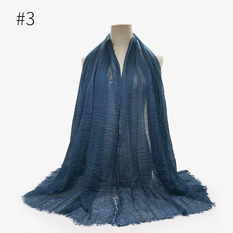 image-Cotton Linen Scarf Shawl 95x180cm Crinkle Weave WJ01