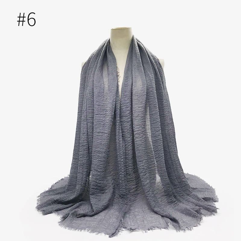 image-Cotton Linen Scarf Shawl 95x180cm Crinkle Weave WJ01
