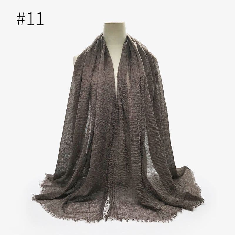 image-Cotton Linen Scarf Shawl 95x180cm Crinkle Weave WJ01