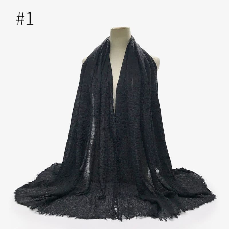 image-Cotton Linen Scarf Shawl 95x180cm Crinkle Weave WJ01