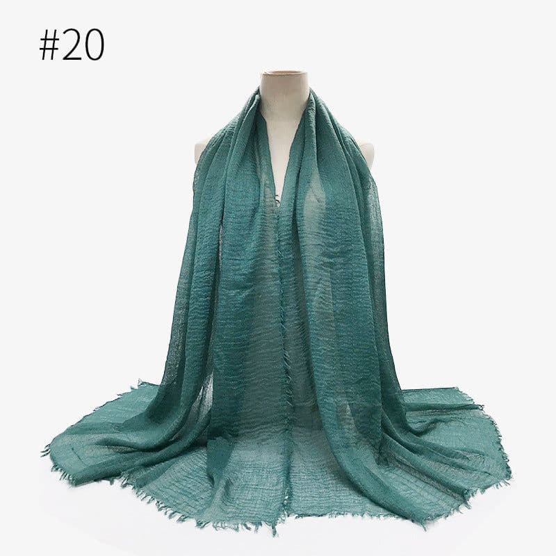 image-Cotton Linen Scarf Shawl 95x180cm Crinkle Weave WJ01