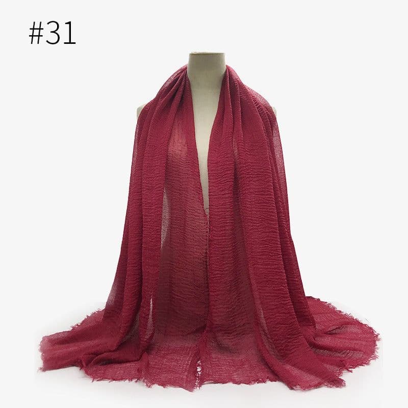 image-Cotton Linen Scarf Shawl 95x180cm Crinkle Weave WJ01