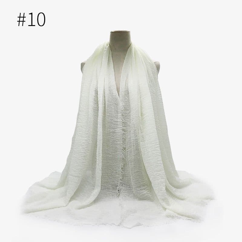 image-Cotton Linen Scarf Shawl 95x180cm Crinkle Weave WJ01