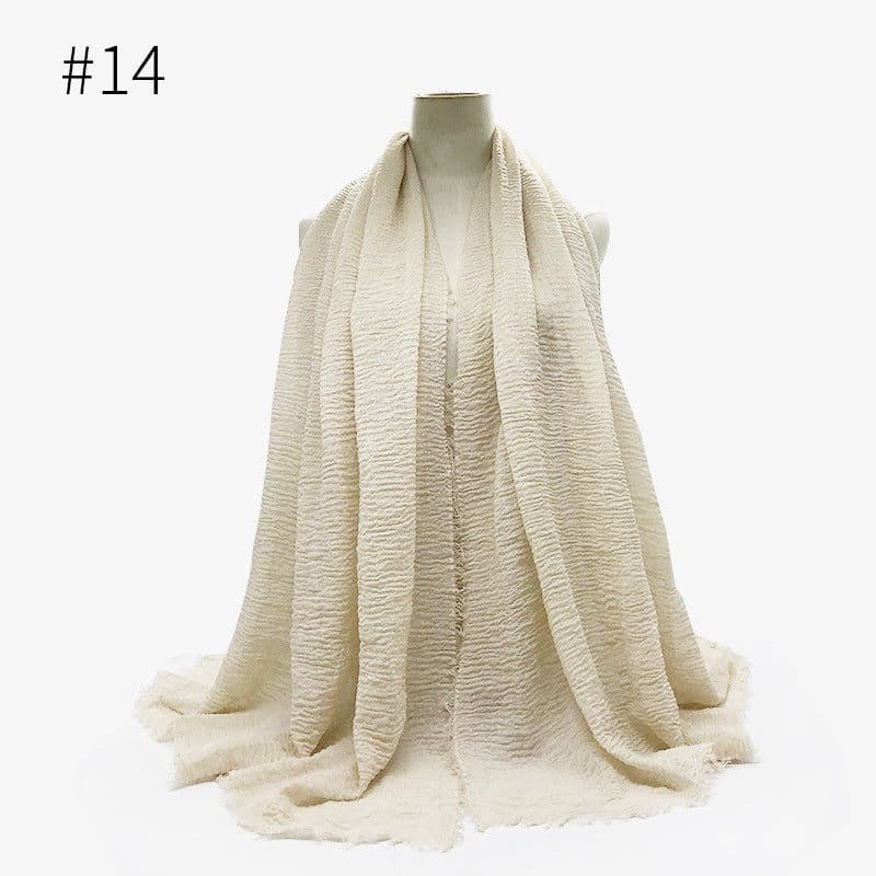 image-Cotton Linen Scarf Shawl 95x180cm Crinkle Weave WJ01