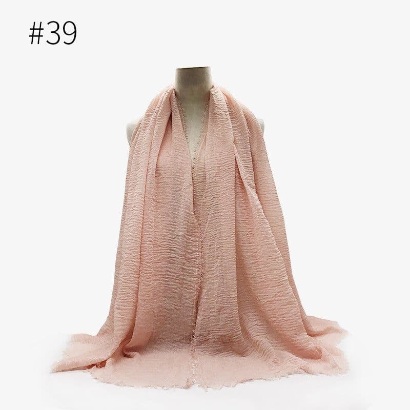 image-Cotton Linen Scarf Shawl 95x180cm Crinkle Weave WJ01