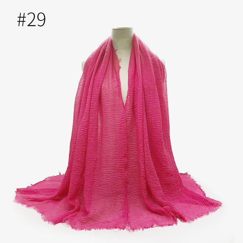 image-Cotton Linen Scarf Shawl 95x180cm Crinkle Weave WJ01