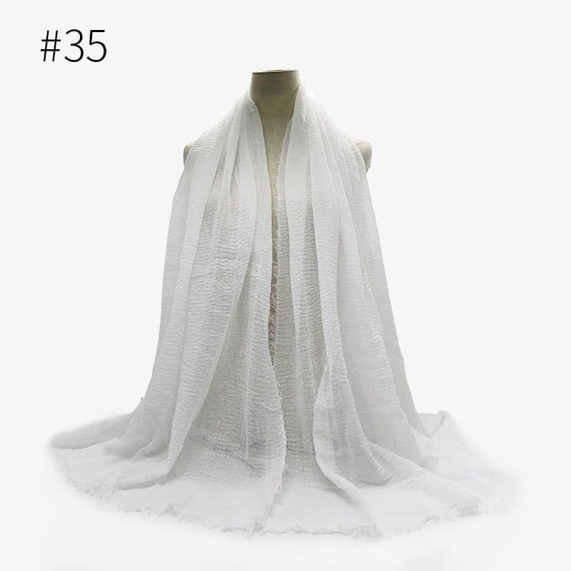 image-Cotton Linen Scarf Shawl 95x180cm Crinkle Weave WJ01