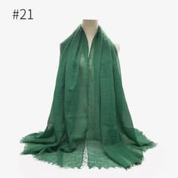image-Cotton Linen Scarf Shawl 95x180cm Crinkle Weave WJ01