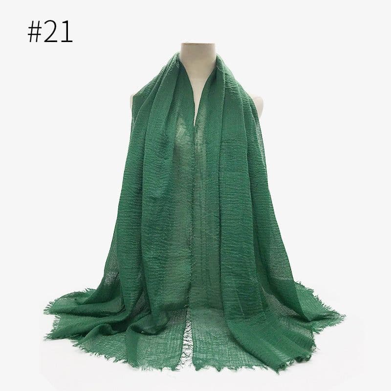 image-Cotton Linen Scarf Shawl 95x180cm Crinkle Weave WJ01