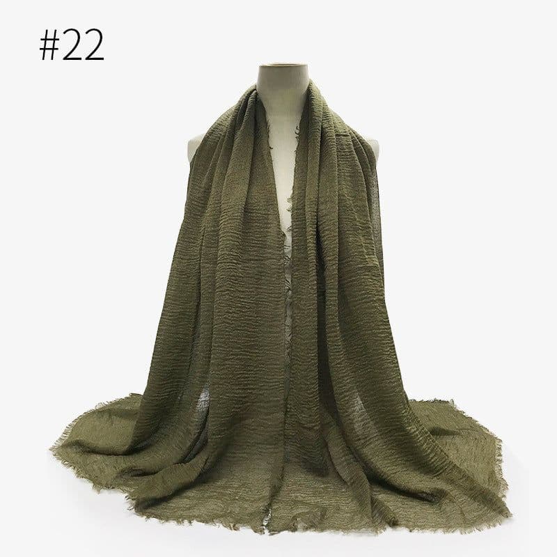 image-Cotton Linen Scarf Shawl 95x180cm Crinkle Weave WJ01