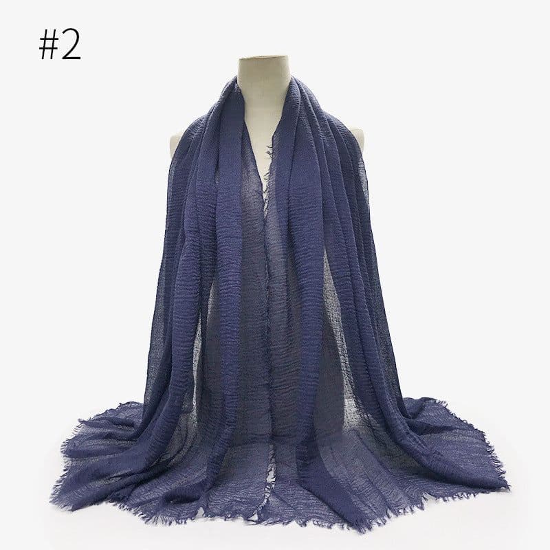 image-Cotton Linen Scarf Shawl 95x180cm Crinkle Weave WJ01