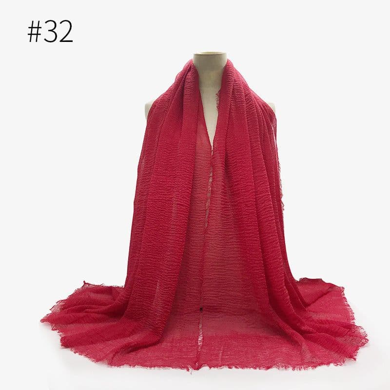 image-Cotton Linen Scarf Shawl 95x180cm Crinkle Weave WJ01