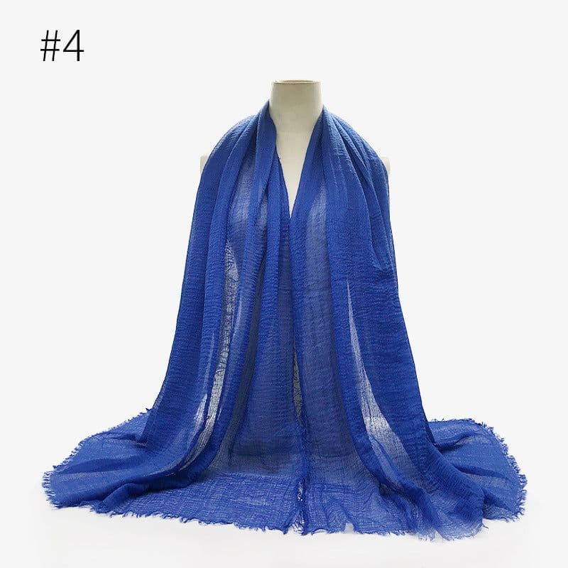 image-Cotton Linen Scarf Shawl 95x180cm Crinkle Weave WJ01