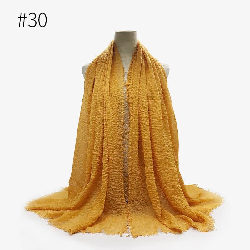 image-Cotton Linen Scarf Shawl 95x180cm Crinkle Weave WJ01