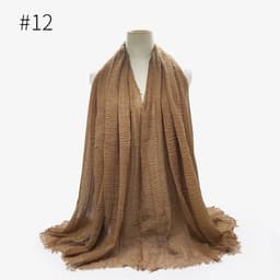 image-Cotton Linen Scarf Shawl 95x180cm Crinkle Weave WJ01