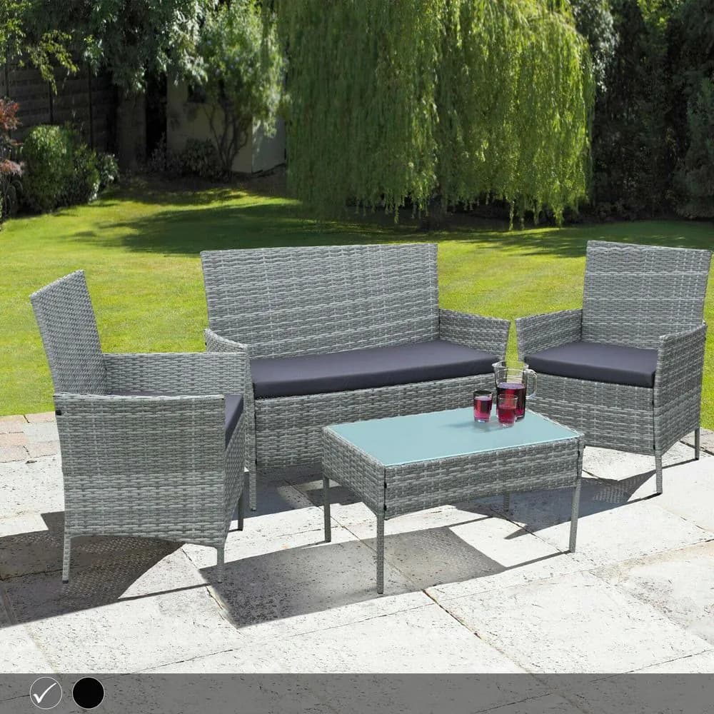 image-4 Piece Rattan Outdoor Furniture Garden Sofa Set