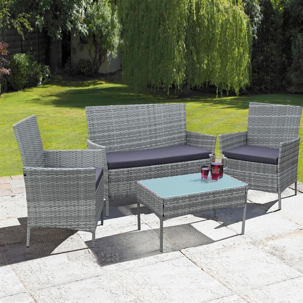 image-4 Piece Rattan Outdoor Furniture Garden Sofa Set