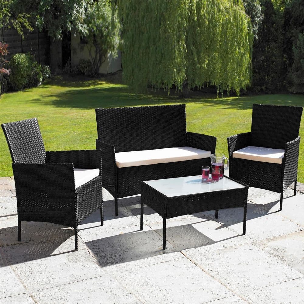 image-4 Piece Rattan Outdoor Furniture Garden Sofa Set