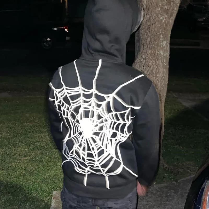 image-Hip Hop Women Hoodie Spider Web Streetwear Pink