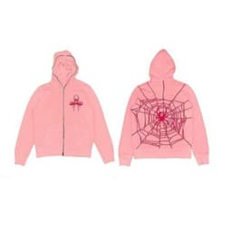image-Hip Hop Women Hoodie Spider Web Streetwear Pink