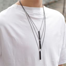image-European Titanium Steel Geometric Pendant Necklace