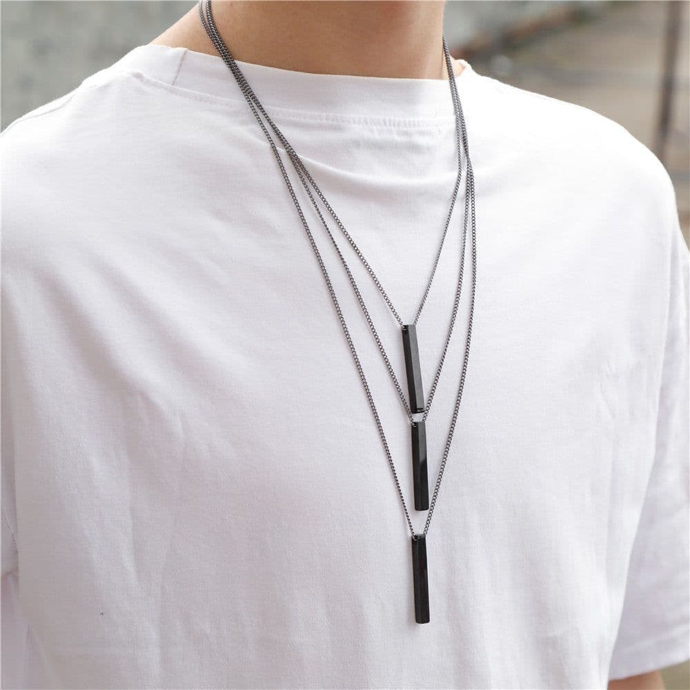 image-European Titanium Steel Geometric Pendant Necklace