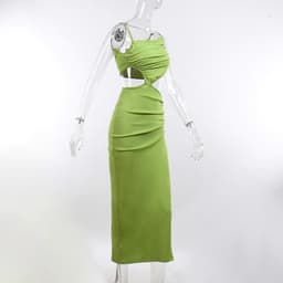 image-ZSIIBO Emerald Hollow Out Midi Dress