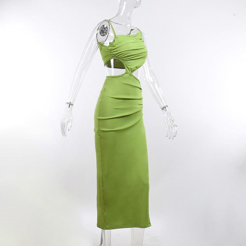 image-ZSIIBO Emerald Hollow Out Midi Dress